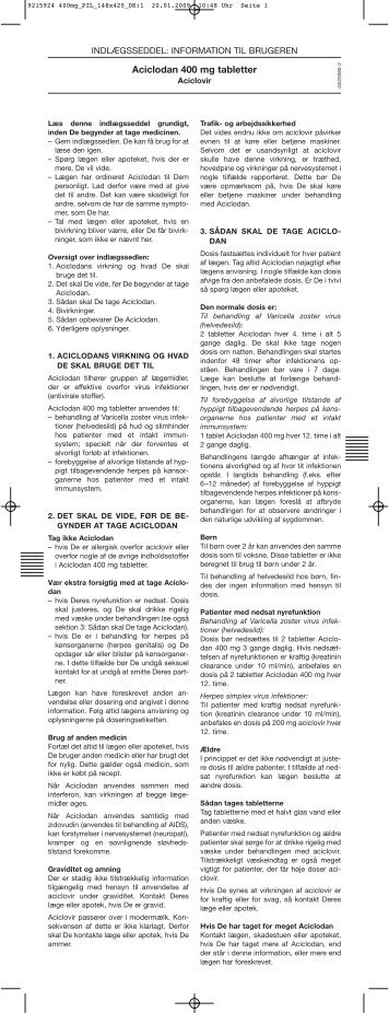 Aciclodan 400 mg tabletter - PharmaCoDane ApS