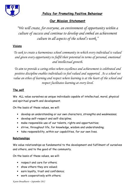 Behaviour - Churnet View Middle School