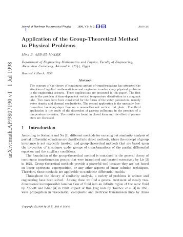 J. Nonlinear Mathematical Physics 5 (no.3) (1998)