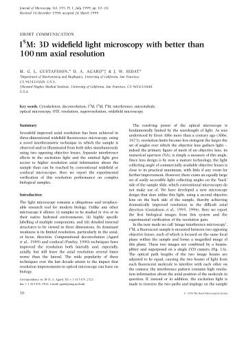 3D widefield light microscopy with better than 100 nm axial resolution