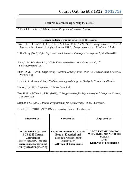 Course Outline ECE 1322 - International Islamic University Malaysia ...