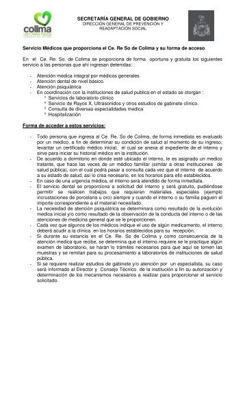 Información sobre el CERESO Colima - Gobierno del Estado de ...
