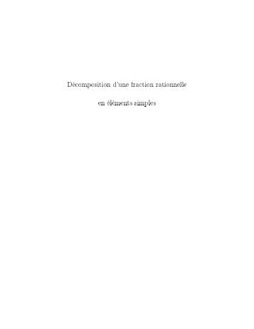 DÃ©composition d'une fraction rationnelle en ... - xavierdupre.fr