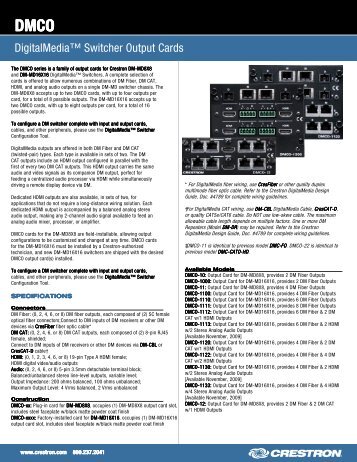 Spec Sheet: DMCO