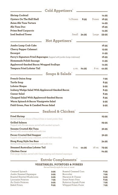 Printable Menu - Perry's Steakhouse &amp; Grille