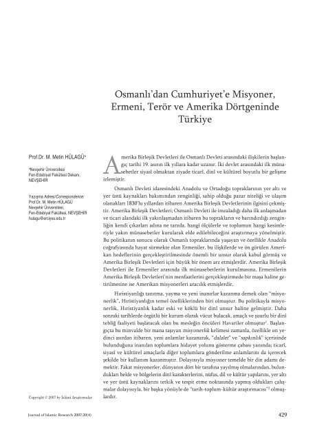 OsmanlÄ±'dan Cumhuriyet'e Misyoner, Ermeni, TerÃ¶r ve Amerika ...