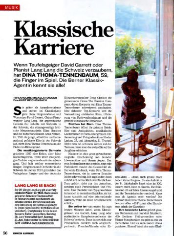 Schweizer Illustrierte 24/2010, Bericht über Dina Thoma, Klassik ...