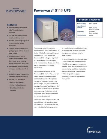 Powerware® 5115 UPS Brochure - Nolan Power Group