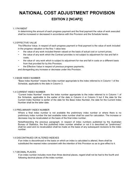 NATIONAL COST ADJUSTMENT PROVISION EDITION 2 [NCAP2]