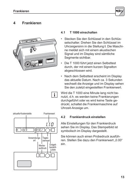 Betriebsanleitung T 1000 Trend / EuroMail - Francotyp Postalia