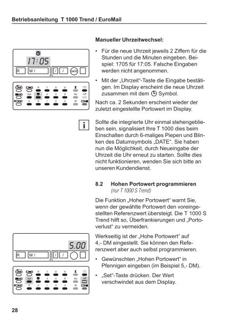 Betriebsanleitung T 1000 Trend / EuroMail - Francotyp Postalia