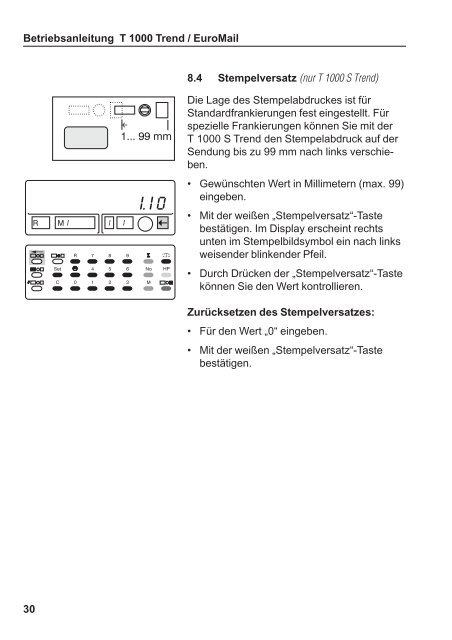 Betriebsanleitung T 1000 Trend / EuroMail - Francotyp Postalia