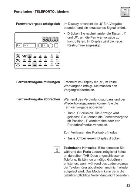 Betriebsanleitung T 1000 Trend / EuroMail - Francotyp Postalia