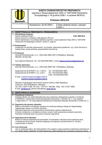 (zgodnie z Rozporządzeniem (WE) nr 1907/2006 ... - Slovnaft