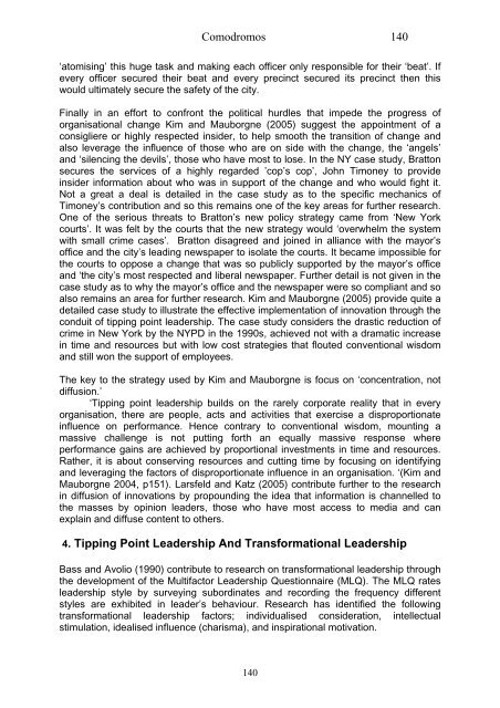 Tipping Point Leadership And Its Relationship To Transformational