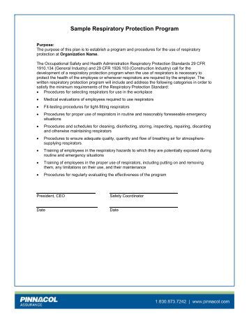 Respirator Program Template Salina Fire Department Respiratory Protection Program Table Of Respirator Program Template Salina Fire Department Respiratory Protection Program Table Of