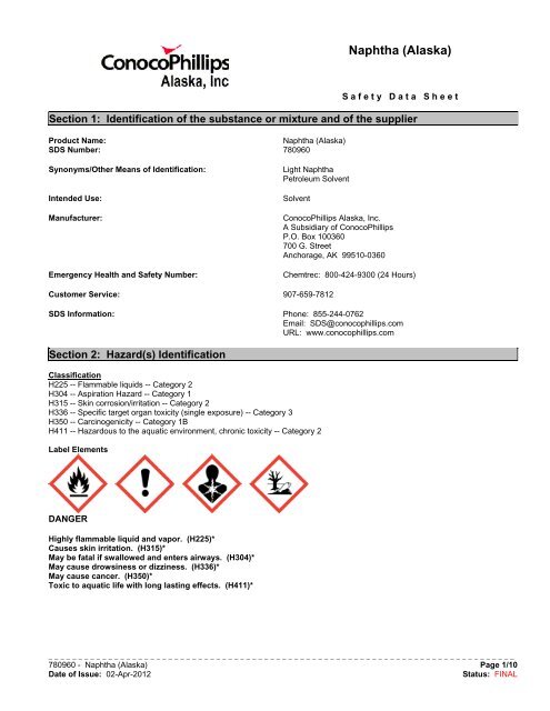 Naphtha Alaska Conocophillips