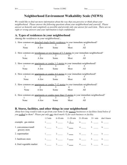 Neighborhood Environment Walkability Scale ... - James F. Sallis