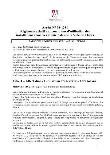 règlement intérieur des terrains - Thiers