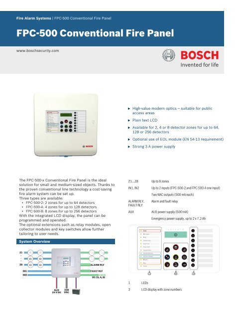 FPC-500 Conventional Fire Panel - Bosch Security Systems