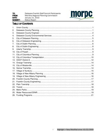 TABLE OF CONTENTS - Mid-Ohio Regional Planning Commission