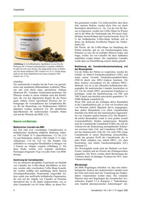 Eine Beurteilung der Qualität von medizinischem Cannabis in den ...