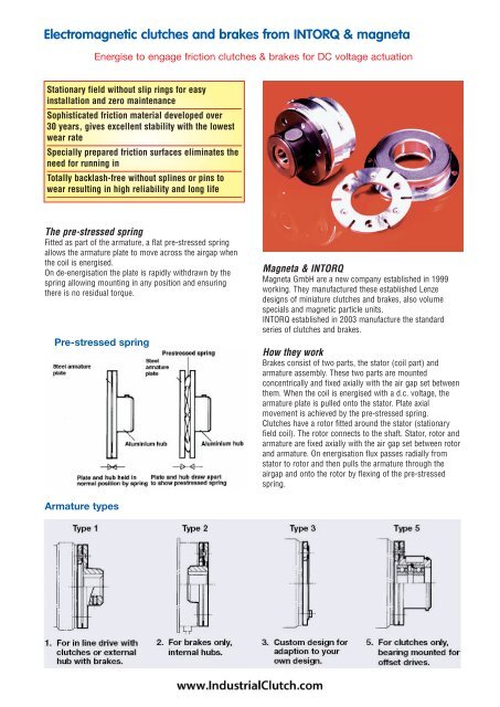 Electromagnetic clutches and brakes from INTORQ & magneta