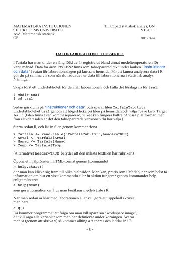 Instruktioner - Matematiska institutionen - Stockholms universitet