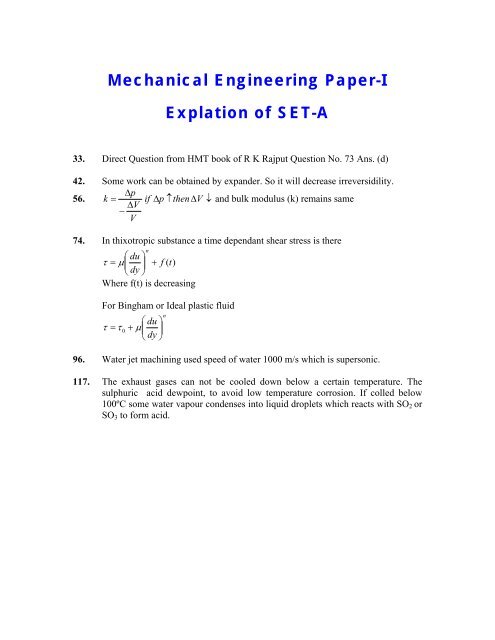 IES 2011 Solution, Answer Key Mechanical ... - IES Academy