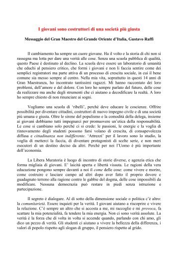 Vedi il messaggio del Gran Maestro, Gustavo Raffi - Grande Oriente ...