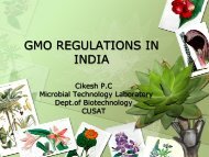 gmo regulations in india - (CUSAT) â Plant Biotechnology laboratory