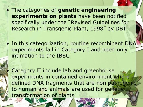 gmo regulations in india - (CUSAT) â Plant Biotechnology laboratory