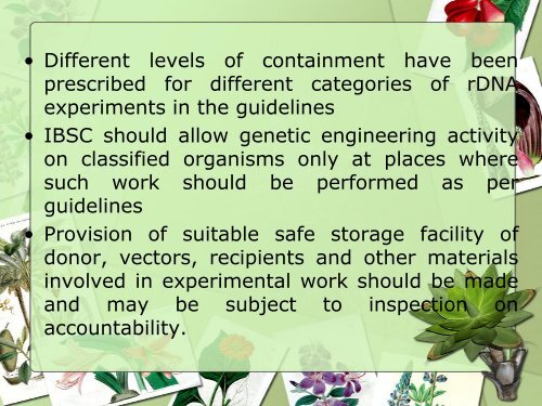 gmo regulations in india - (CUSAT) â Plant Biotechnology laboratory