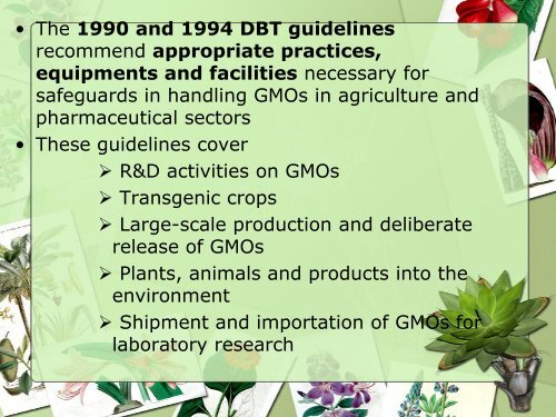 gmo regulations in india - (CUSAT) â Plant Biotechnology laboratory