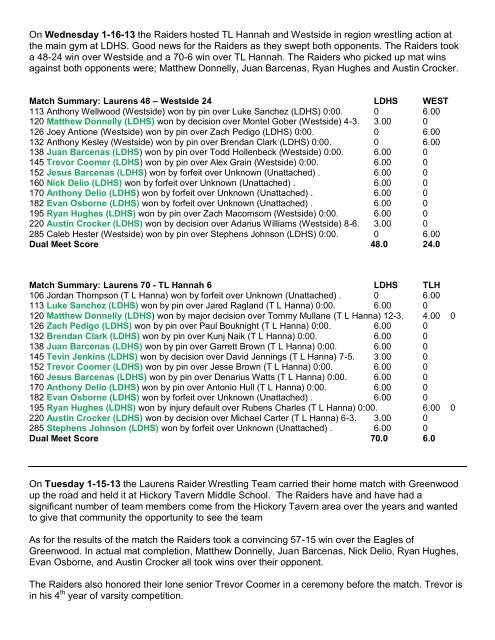 LDHS Wrestling Detail Results for 2012-2013 - WLBG