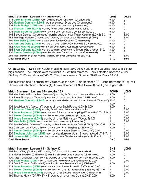 LDHS Wrestling Detail Results for 2012-2013 - WLBG