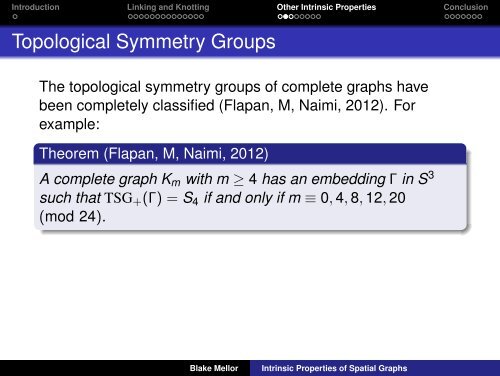 Intrinsic Properties of Spatial Graphs - Denison University