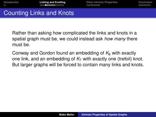 Intrinsic Properties of Spatial Graphs - Denison University