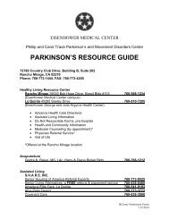 PARKINSON'S RESOURCE GUIDE - Eisenhower Medical Center