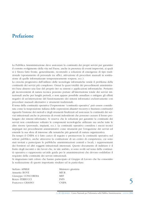 Linee guida alla continuitÃ  operativa nella Pubblica ... - DigitPA