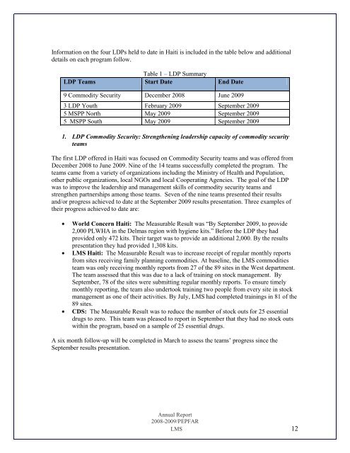 Leadership, Management and Sustainability Program ... - part - usaid