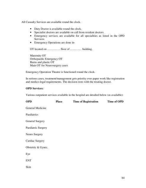 Modifications in the updated Sub Divisional Hospital (SDH) 51 ... - IIMB