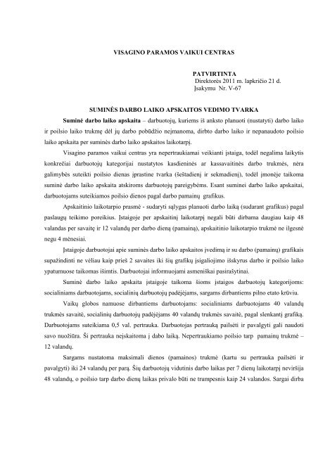 Suminės darbo laiko apskaitos vedimo tvarka - vpvc.lt
