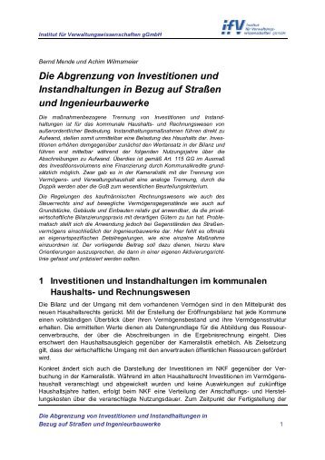 Die Abgrenzung von Investitionen und Instandhaltungen in Bezug ...