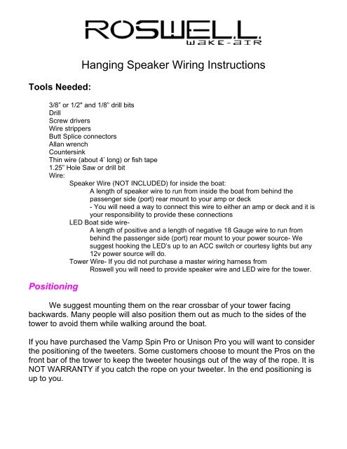 Hanging Speaker Wiring Instructions - Inboard Online