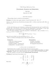 UMA Putnam Talk Lecture Notes Determinants ... - Yufei Zhao