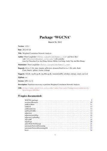 Package 'WGCNA' - UCLA Human Genetics