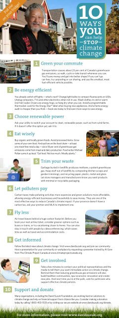 10 Ways You Can Stop Climate Change (PDF) - David Suzuki ...