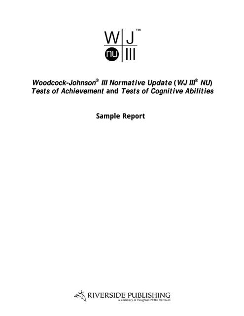 Woodcock-Johnson III Normative Update (WJ III NU) - Riverside ...