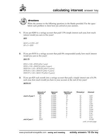 calculating interest answer key